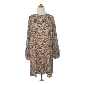 Traffic People Floral Shift Dress Cream Floral Black Stripes Large